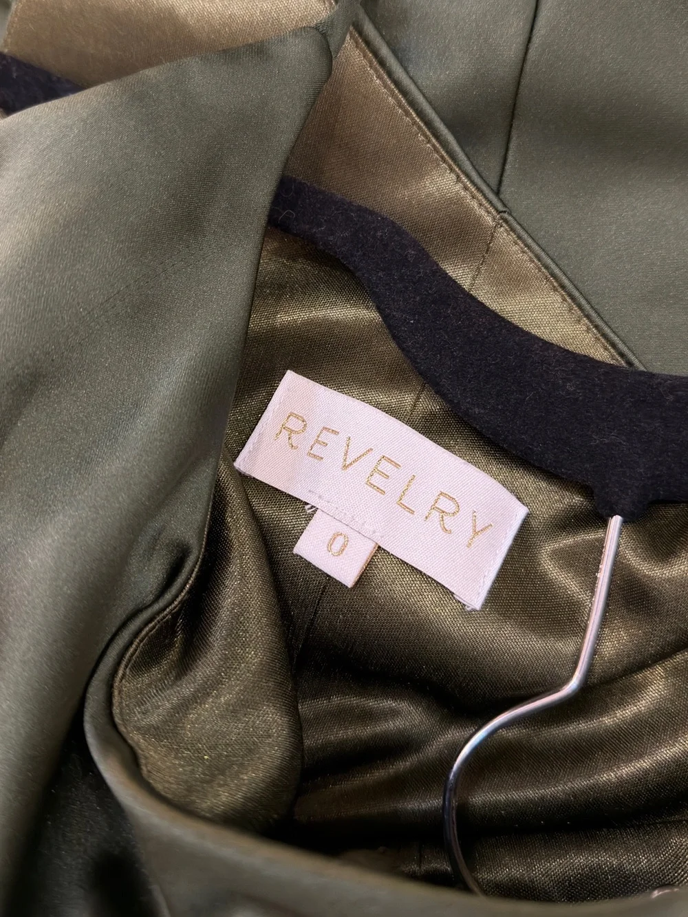 Revelry Jade Satin Dress Olive Green